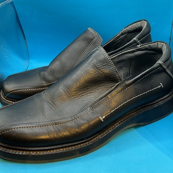 Sasson men’s black dress shoes size 8, white stitching - Picture 3 of 7